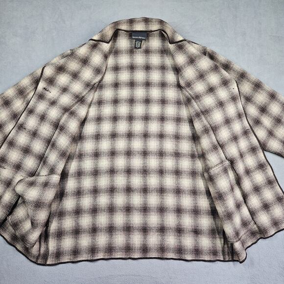 Vtg Banana Republic Shacket Womens S Oversized Alpaca Mohair Plaid Jacket Brown - Picture 12 of 16